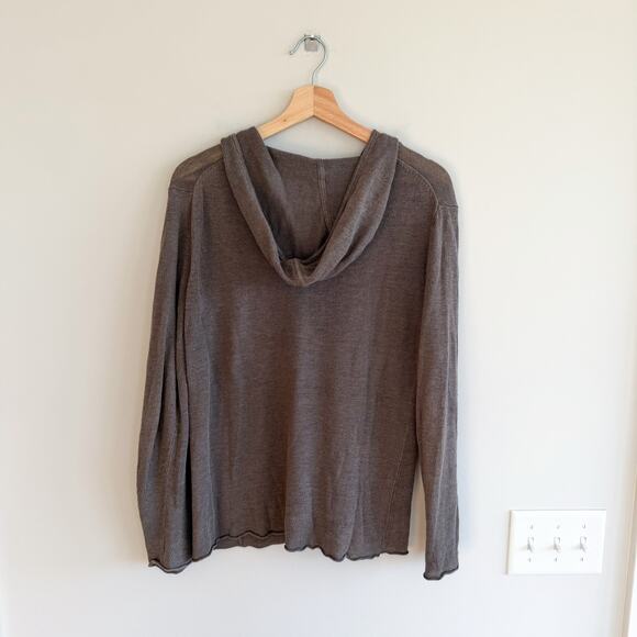 Eileen Fisher Linen Hooded Knit Sweater Gray L - Picture 2 of 8